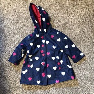 Kids Heart Patterned Navy Jacket- color changing